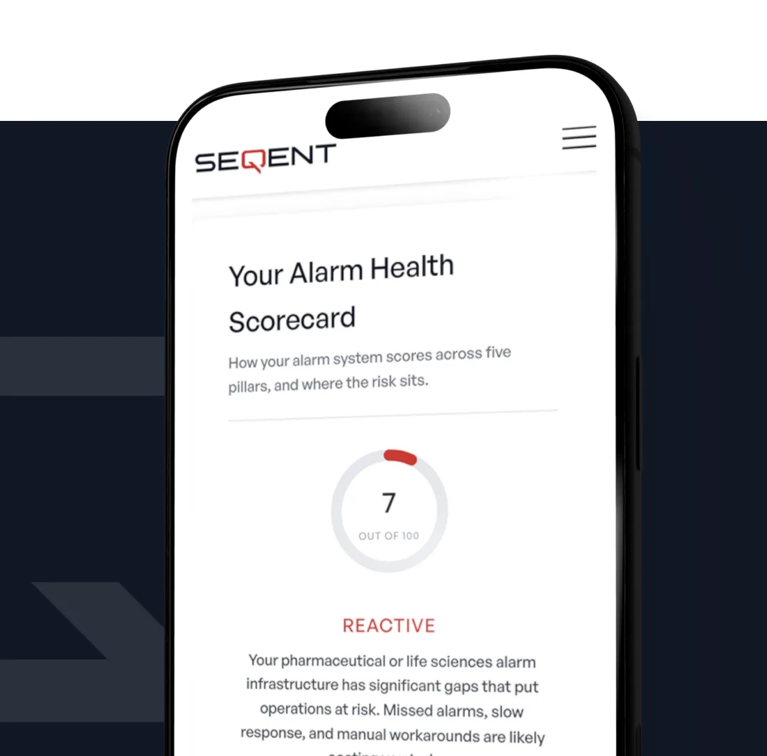SeQent Alarm Health Scorecard results preview on a mobile phone