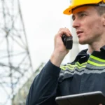 Worker on radio